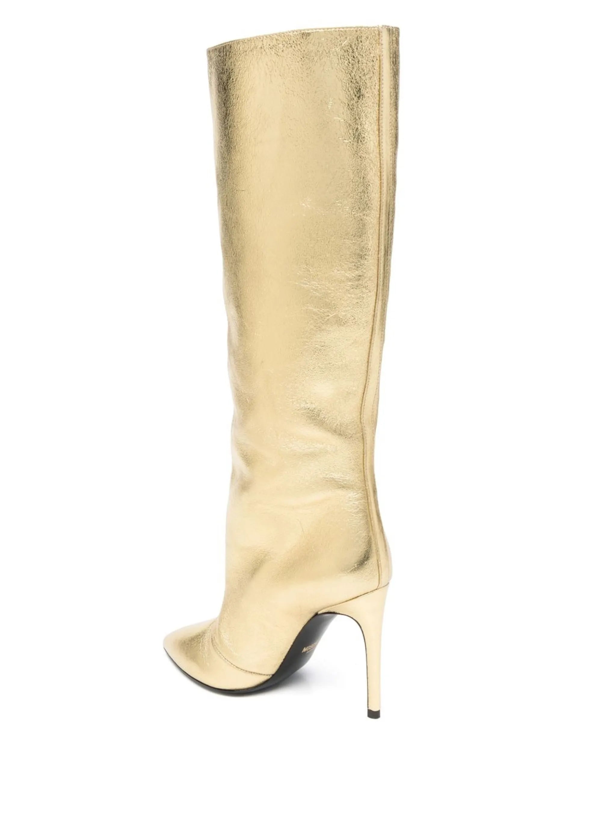 logo patch metallic boots