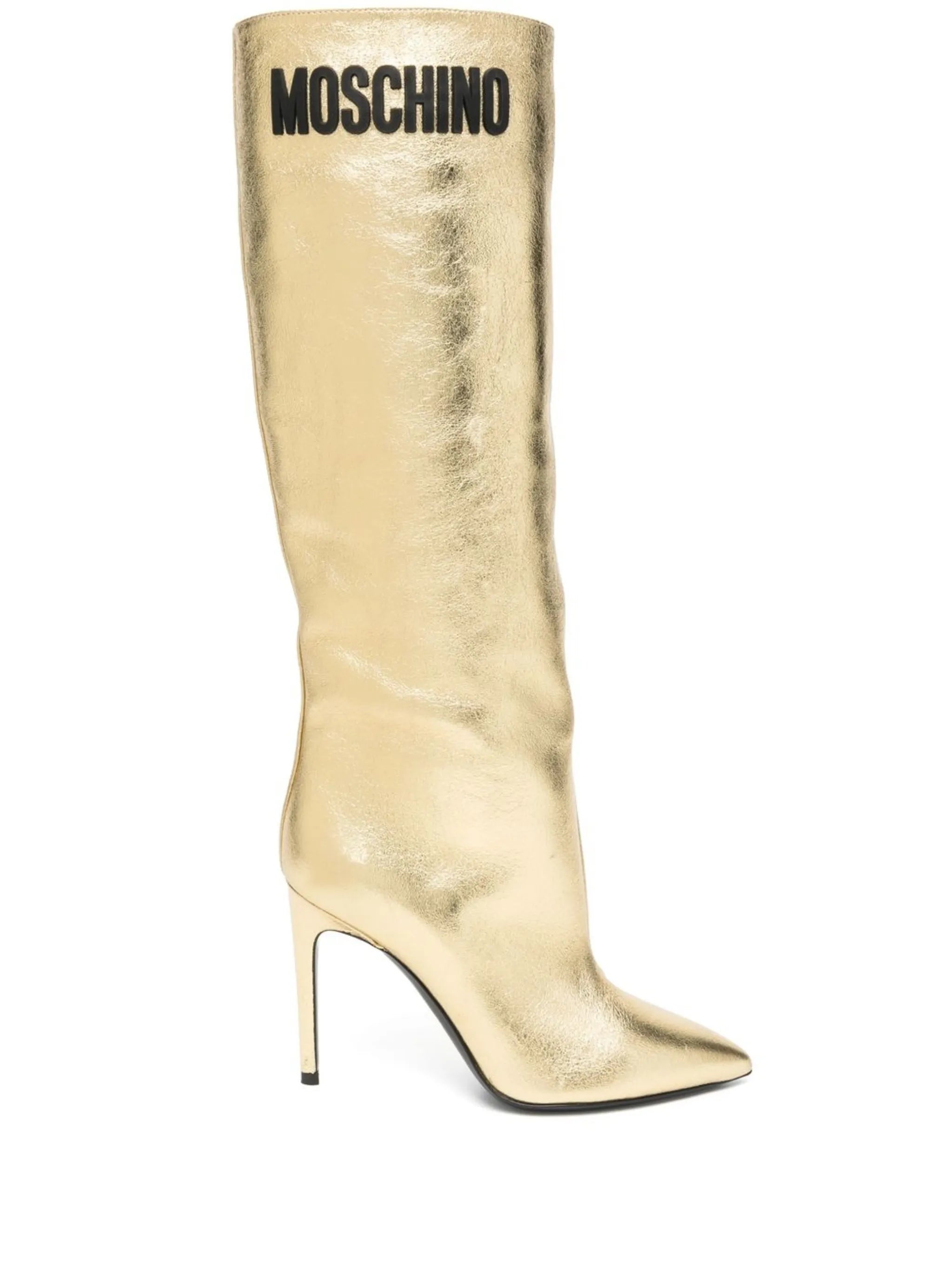 logo patch metallic boots