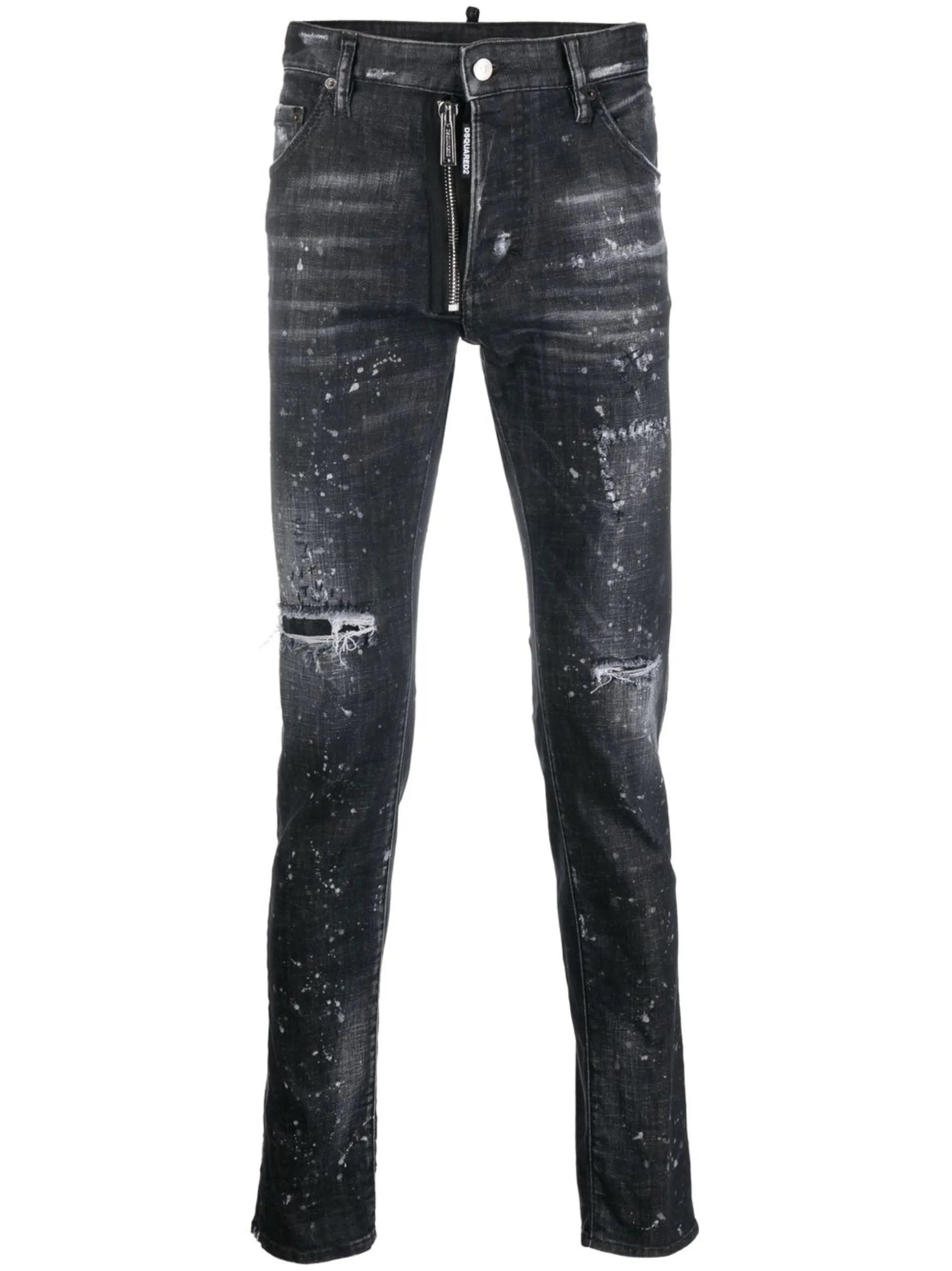 distressed drawstring skinny jeans