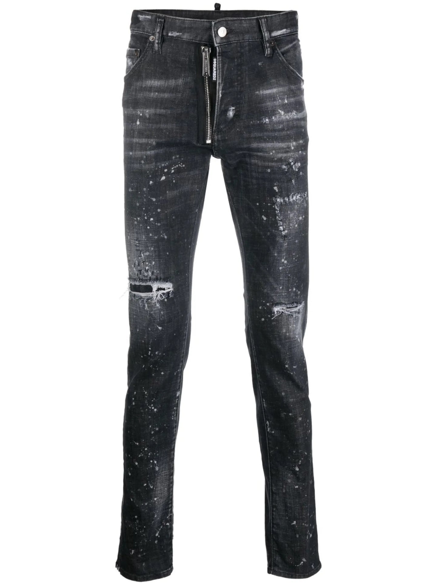 distressed drawstring skinny jeans