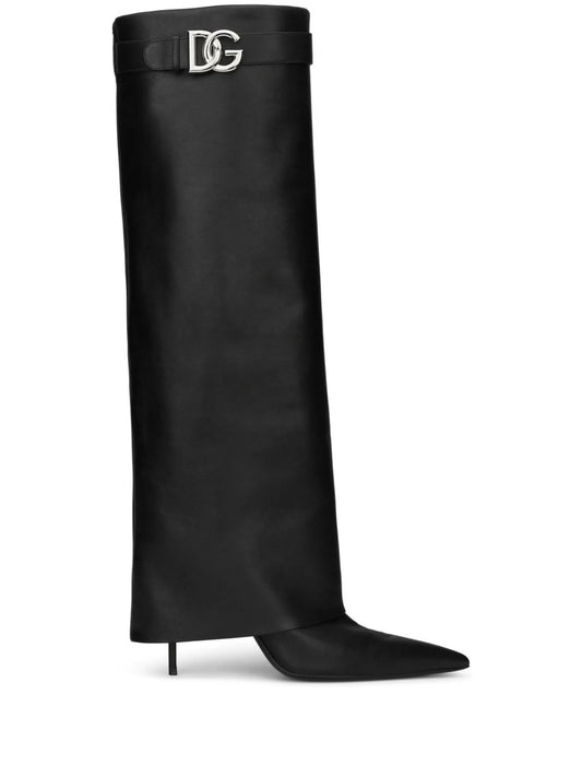 DG-logo knee-high leather boots