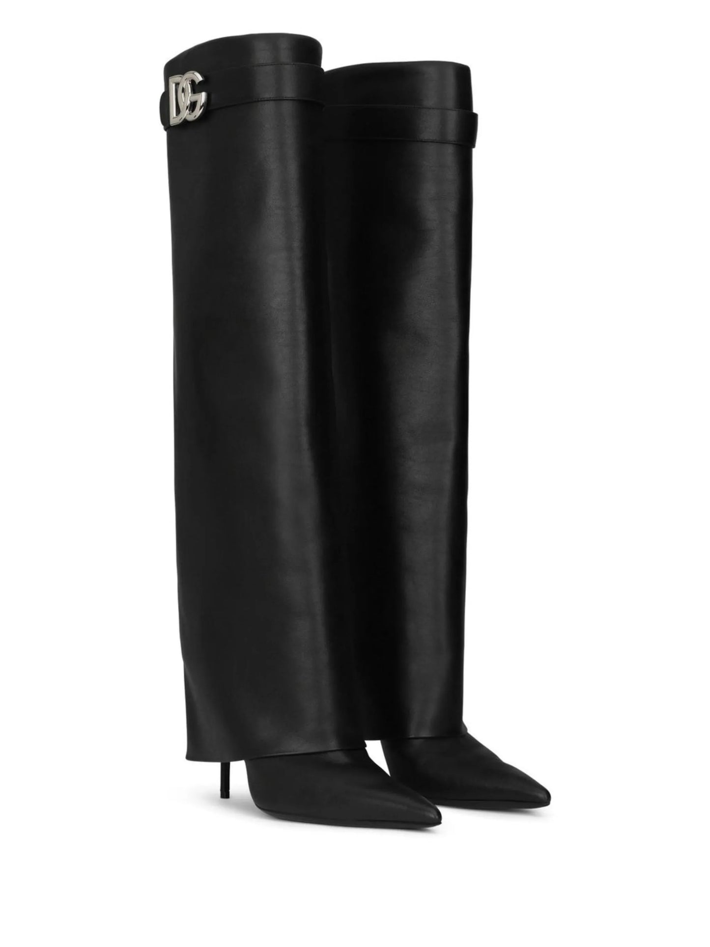 DG-logo knee-high leather boots