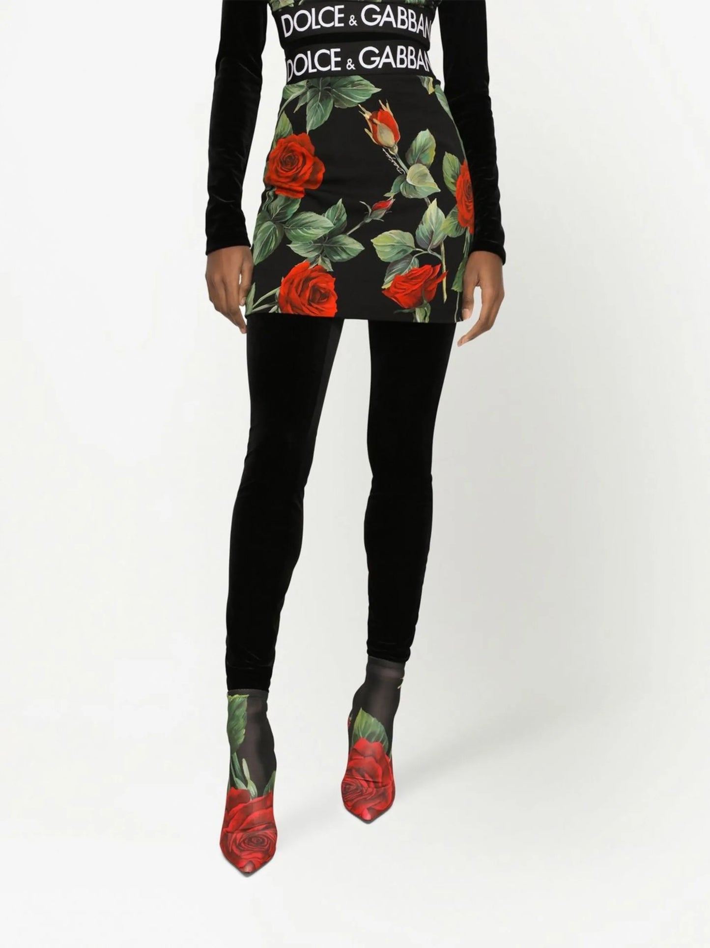 rose-print stretch-silk mini skirt