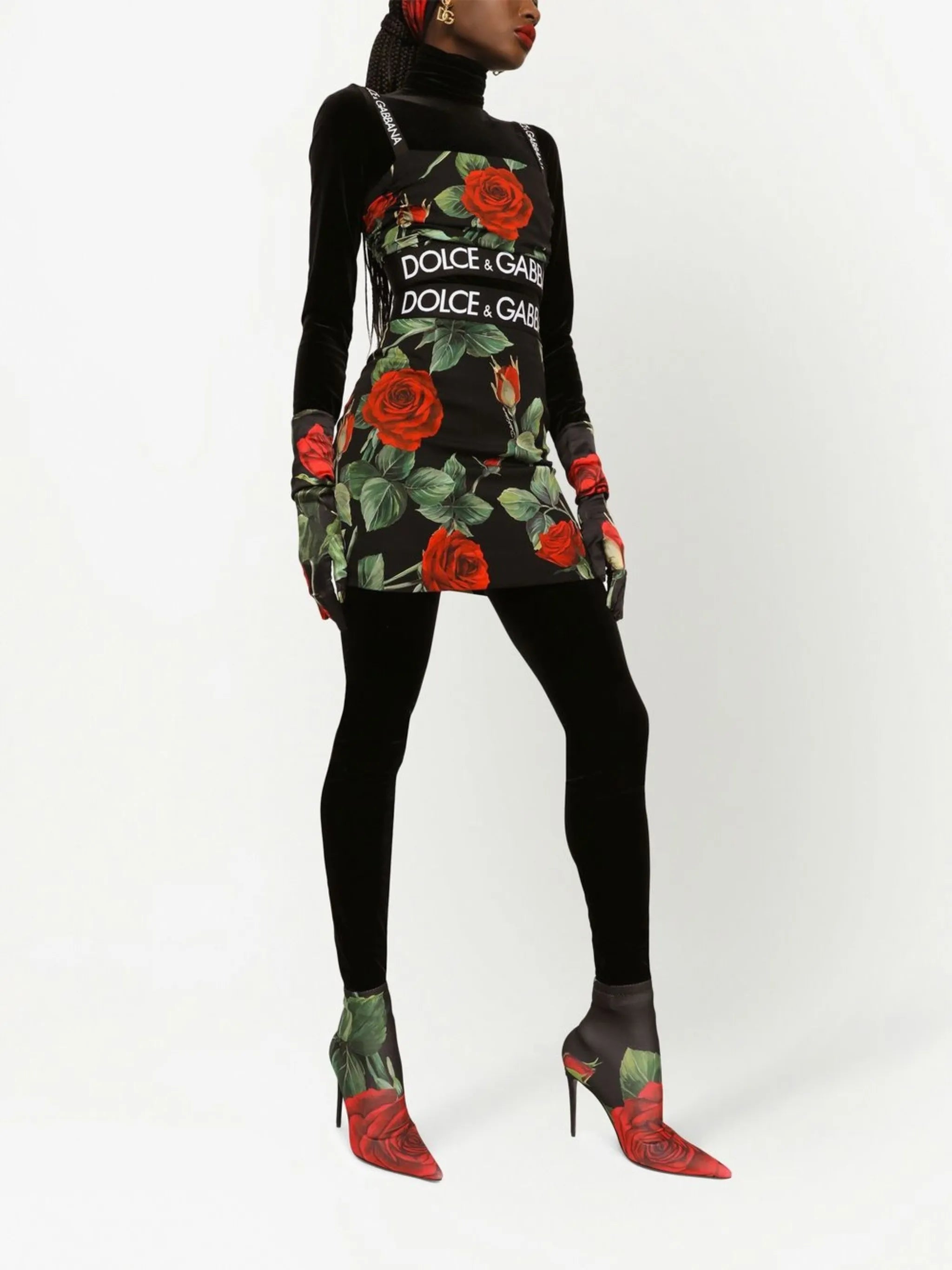 rose-print stretch-silk mini skirt