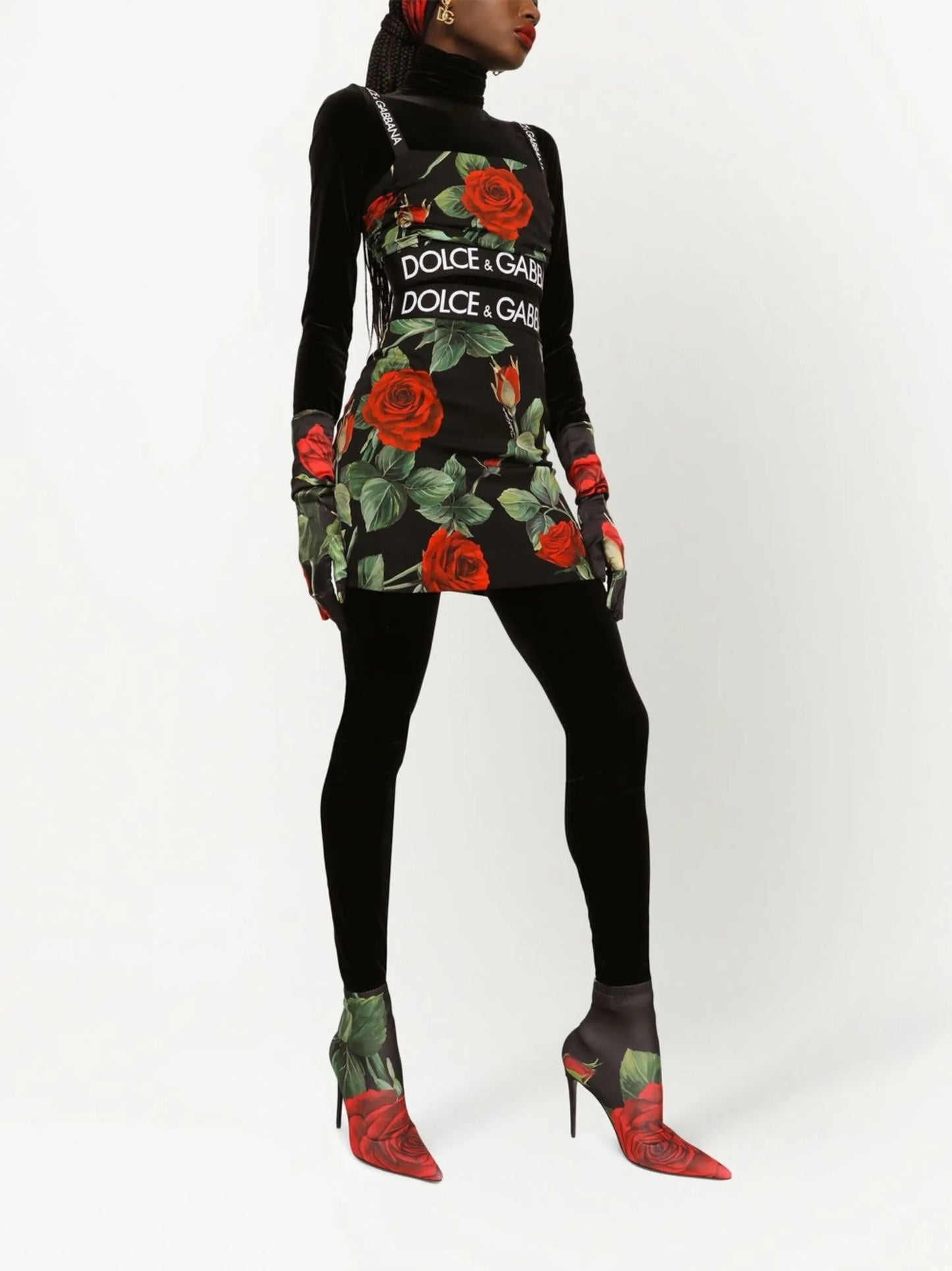 rose-print stretch-silk mini skirt
