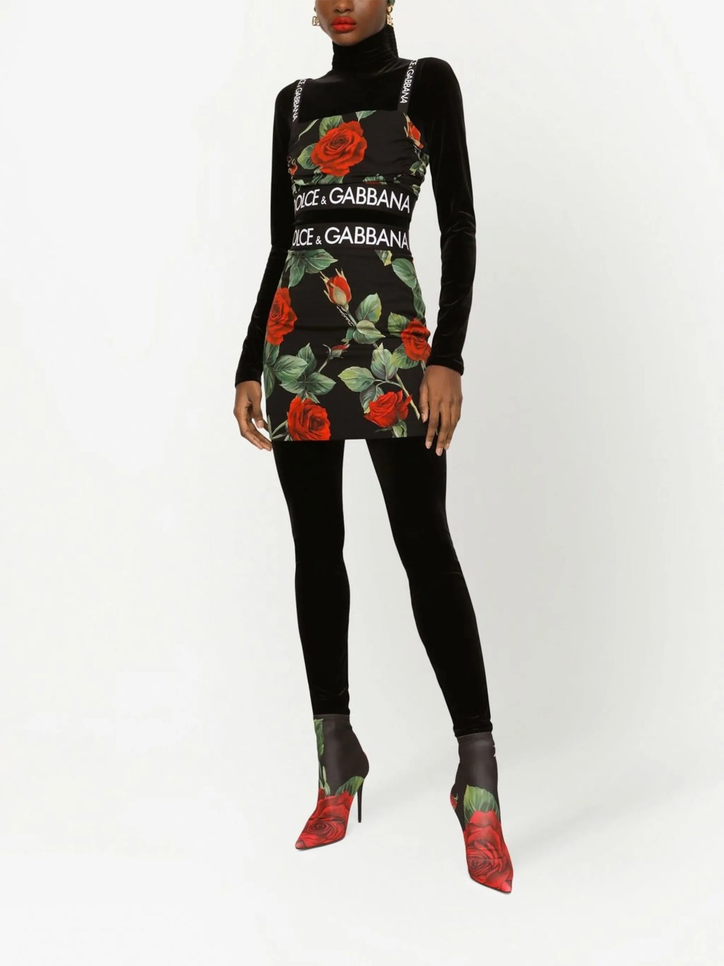 rose-print stretch-silk mini skirt