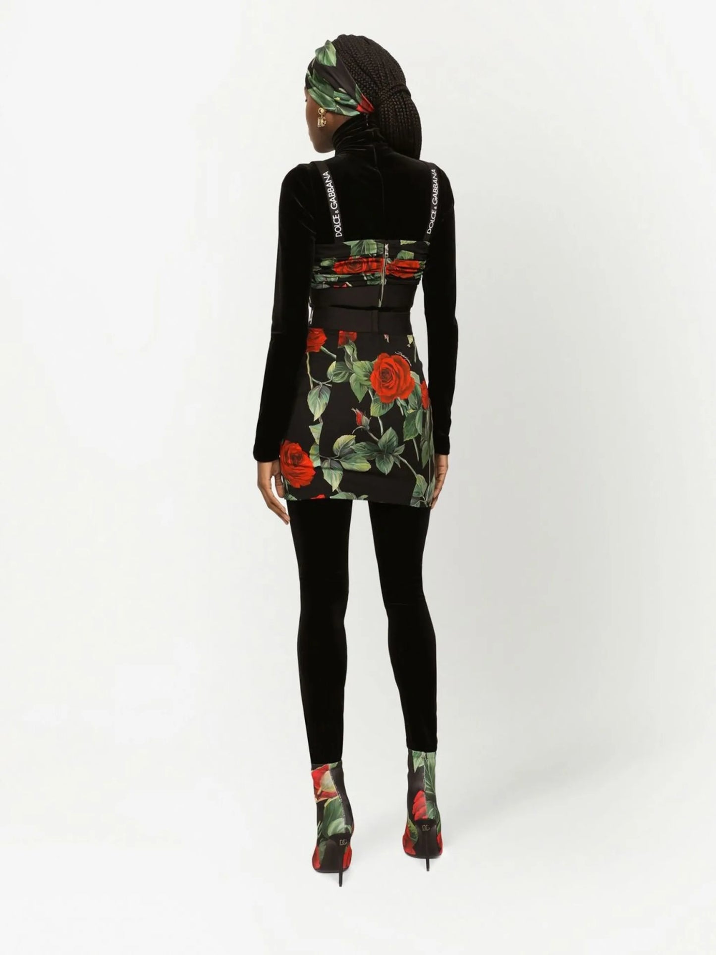rose-print stretch-silk mini skirt