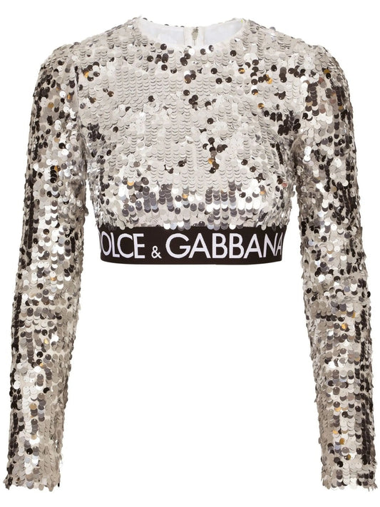 sequin-embellished crop top