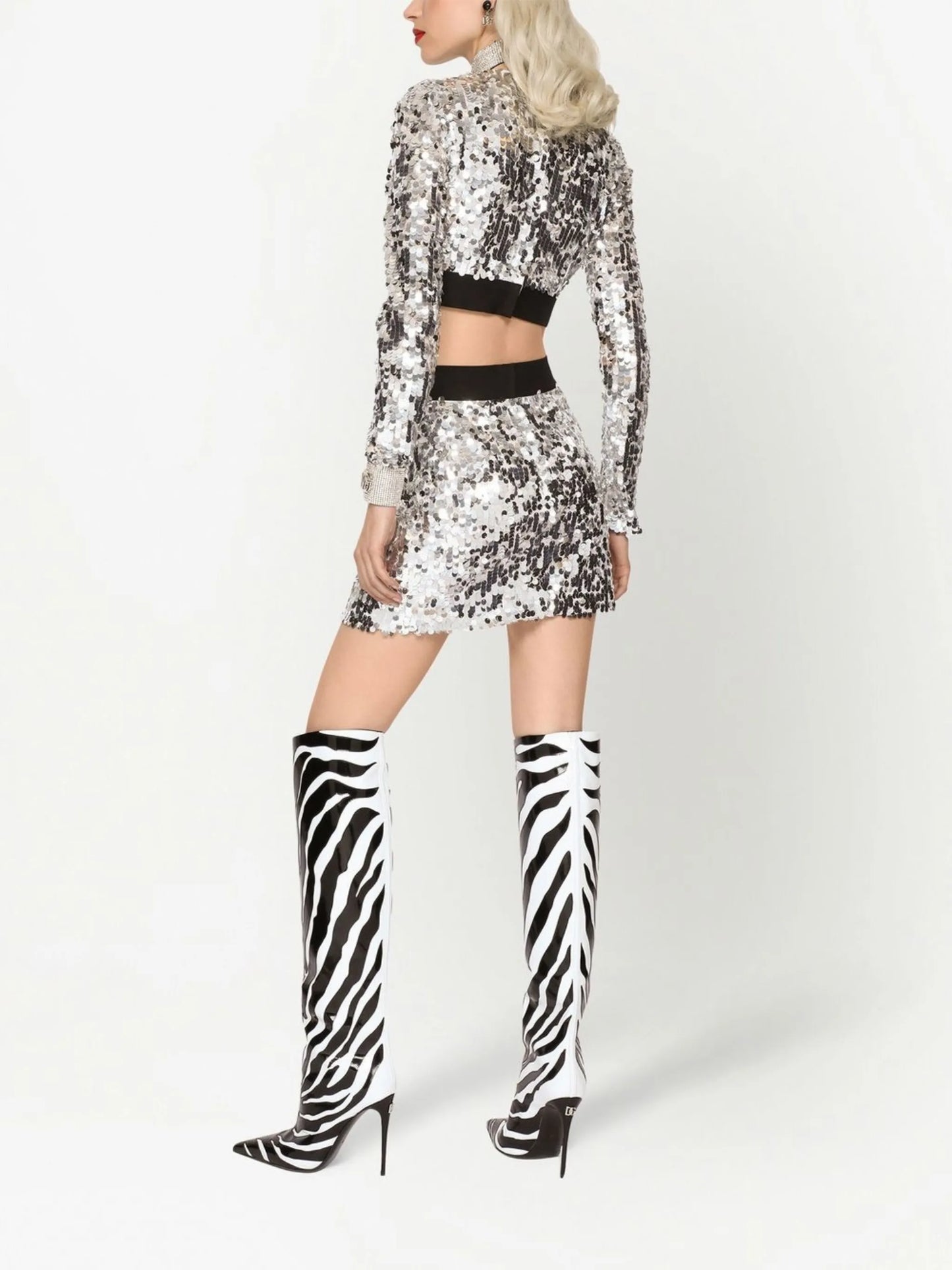 sequin-embellished crop top