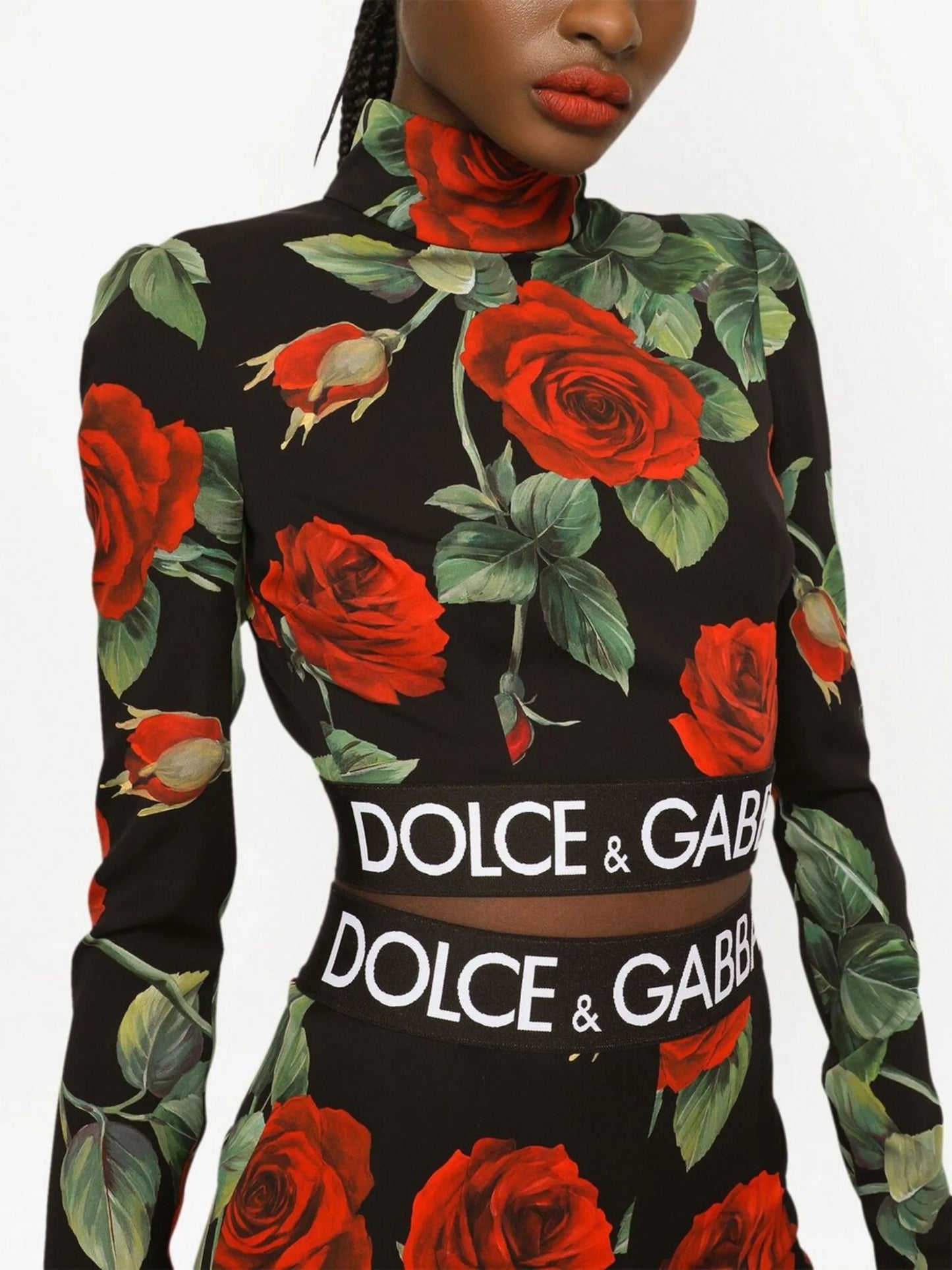 turtleneck long-sleeve cropped top