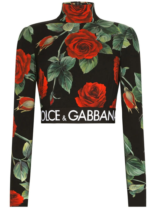 turtleneck long-sleeve cropped top