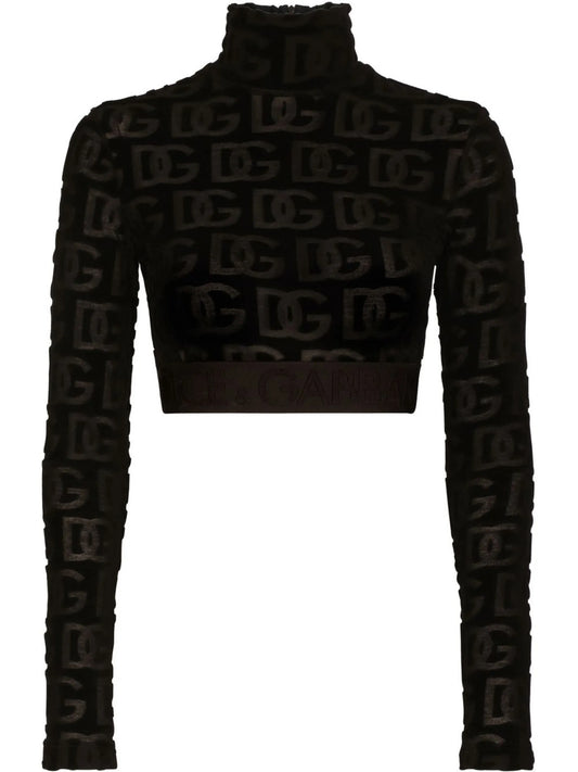 DG-logo jacquard crop top