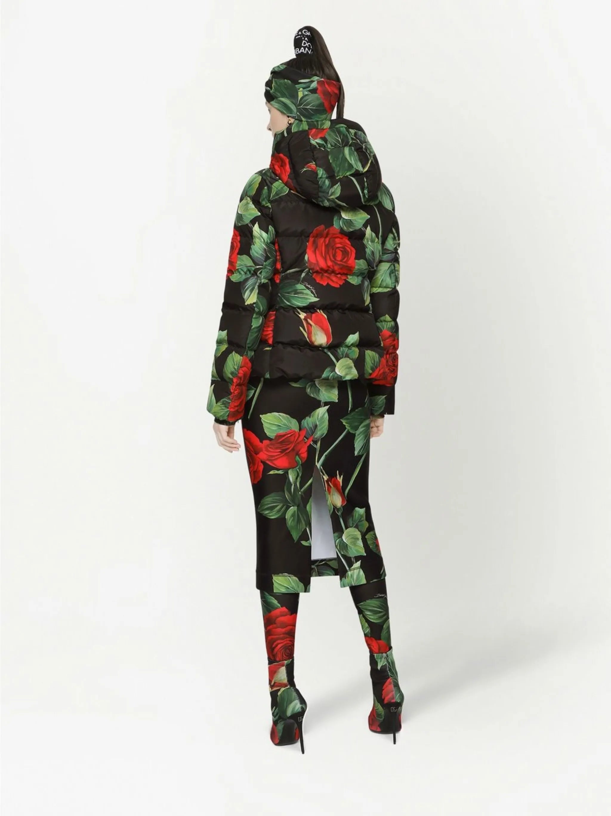 floral-print short down jacket