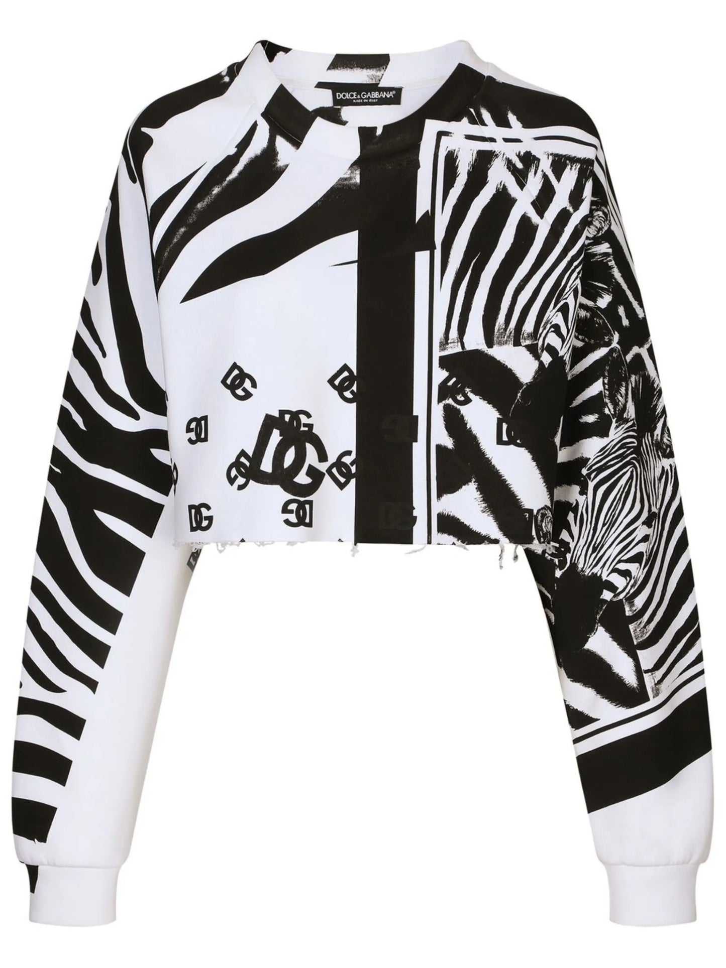 zebra print cropped sweatshirt