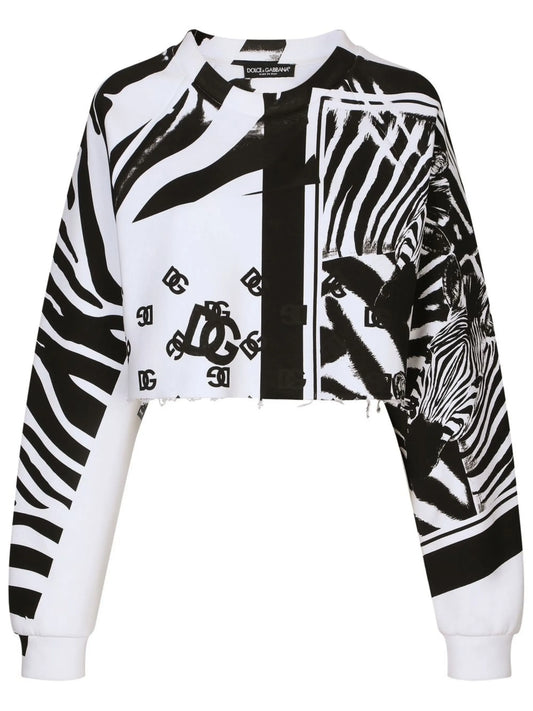 zebra print cropped sweatshirt