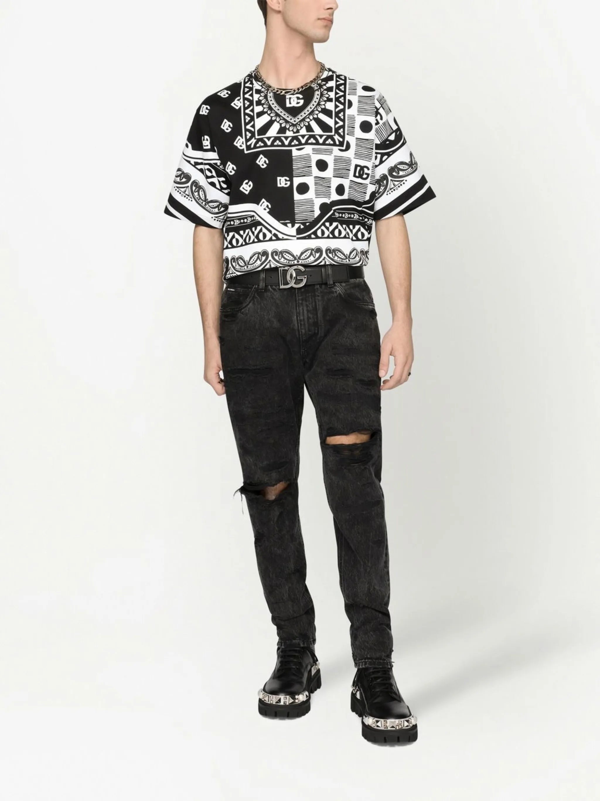 bandana print cotton T-shirt