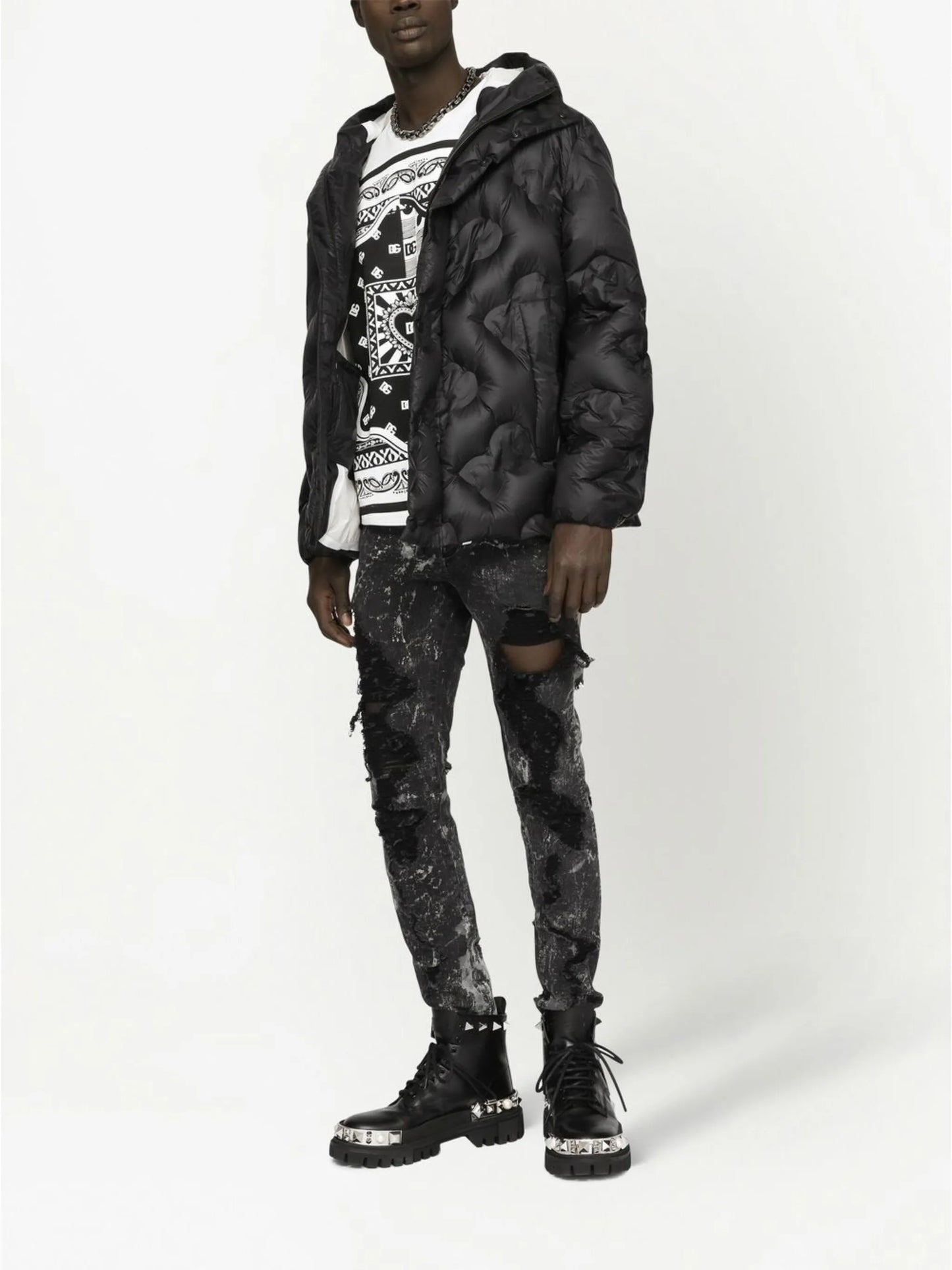 DG quilted hooded coat