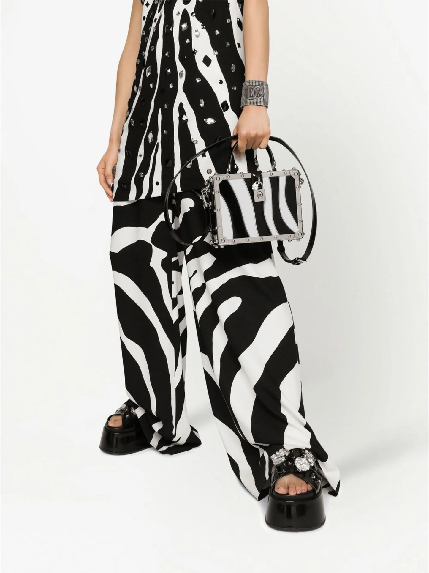 Dolce Box zebra-print top-handle bag