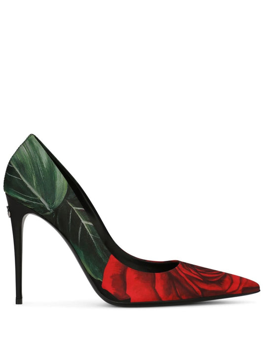 Décolleté 105mm rose-print pumps