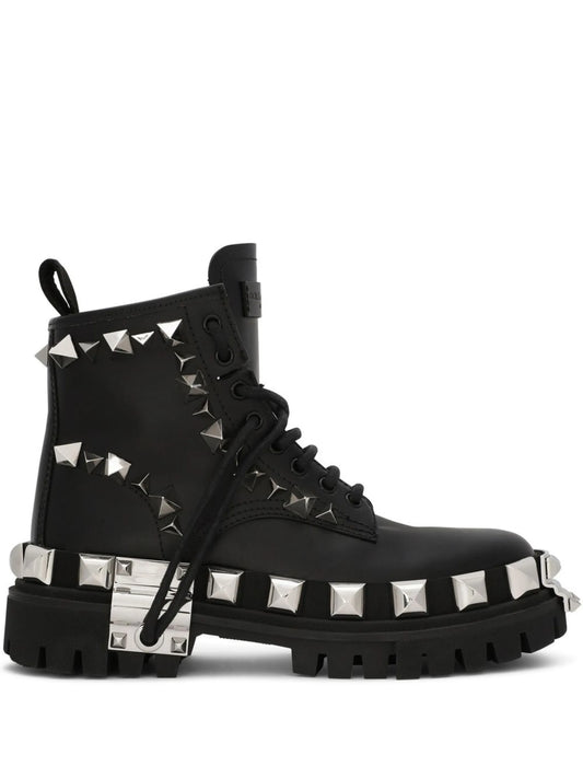 studded leather combat boots