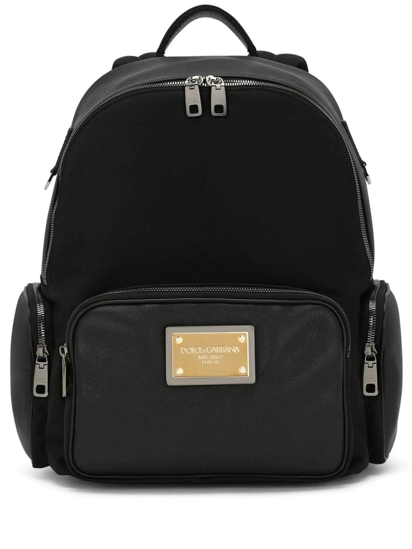 multi-pocket logo-plaque backpack