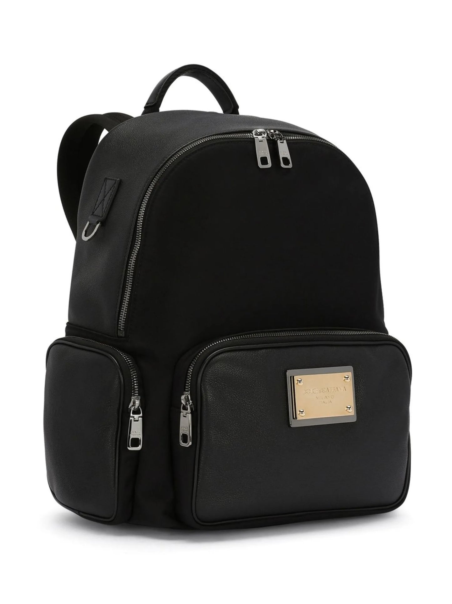 multi-pocket logo-plaque backpack
