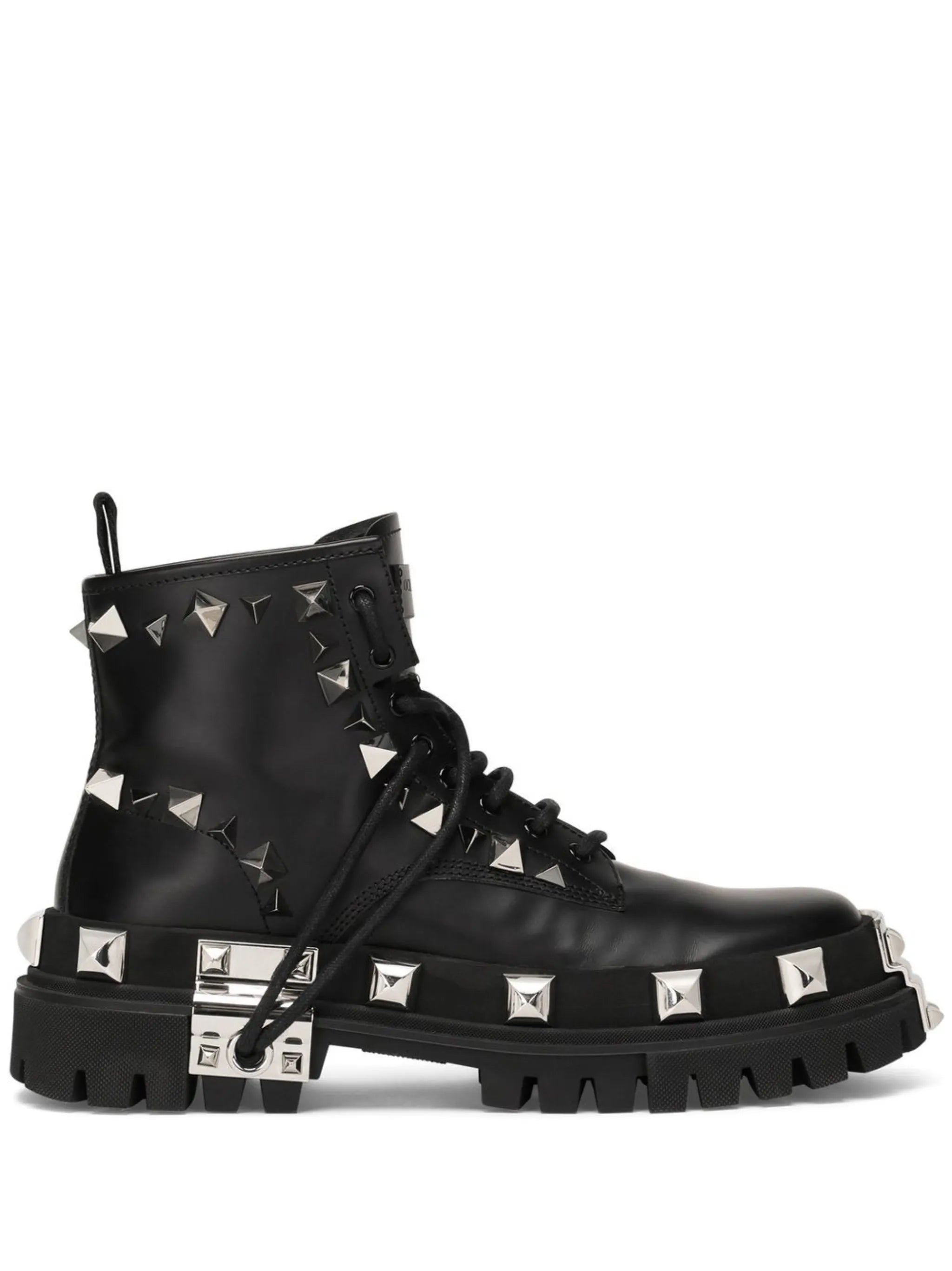 stud-detailed lace-up boots