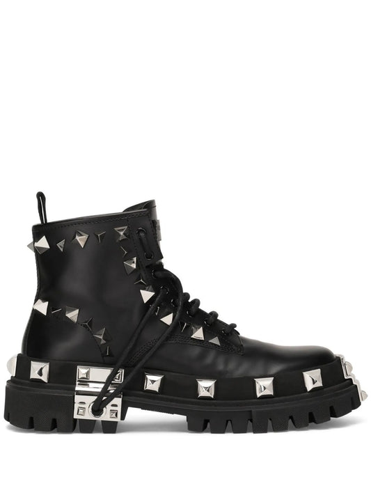 stud-detailed lace-up boots