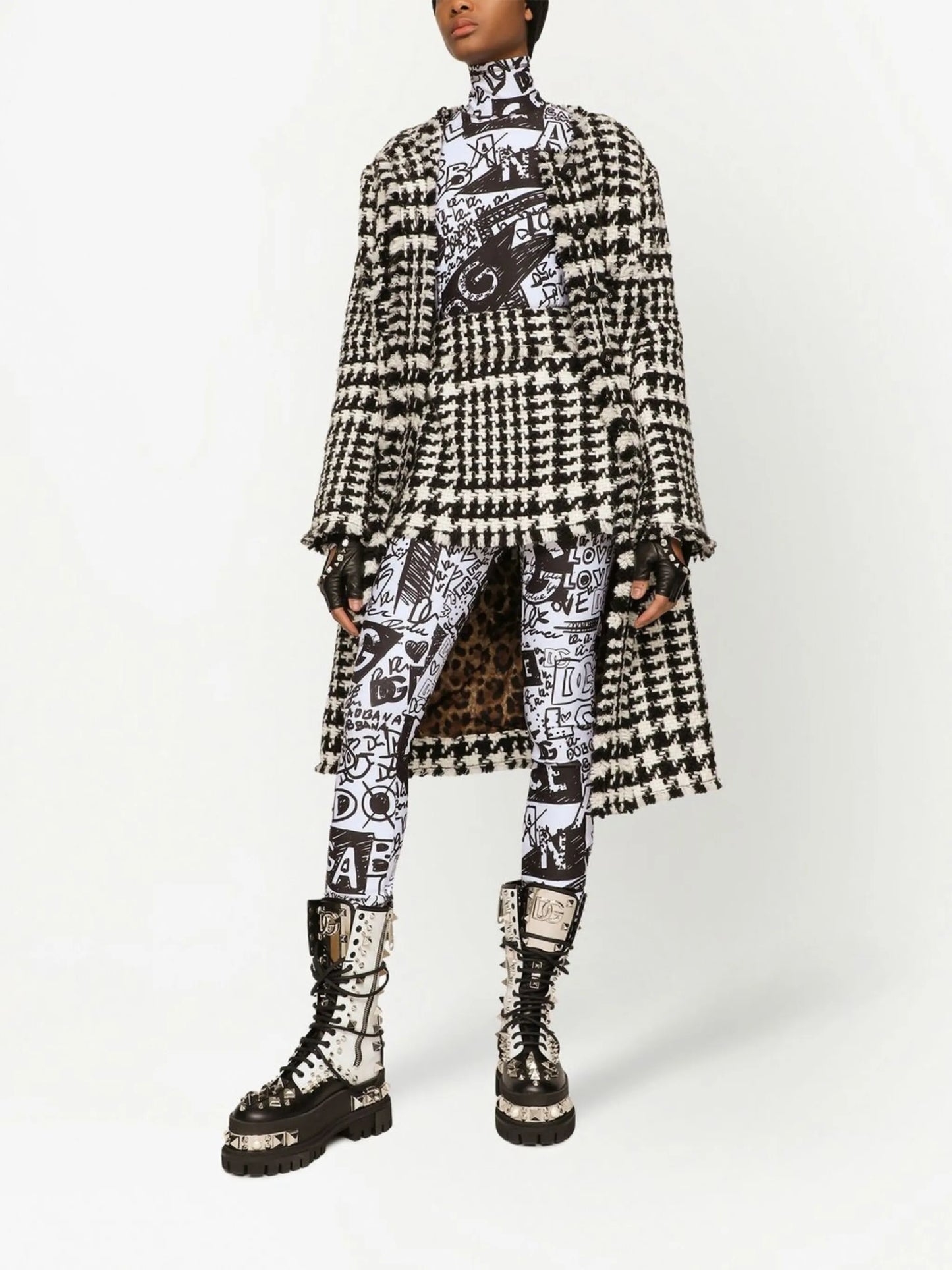 tweed single-breasted coat