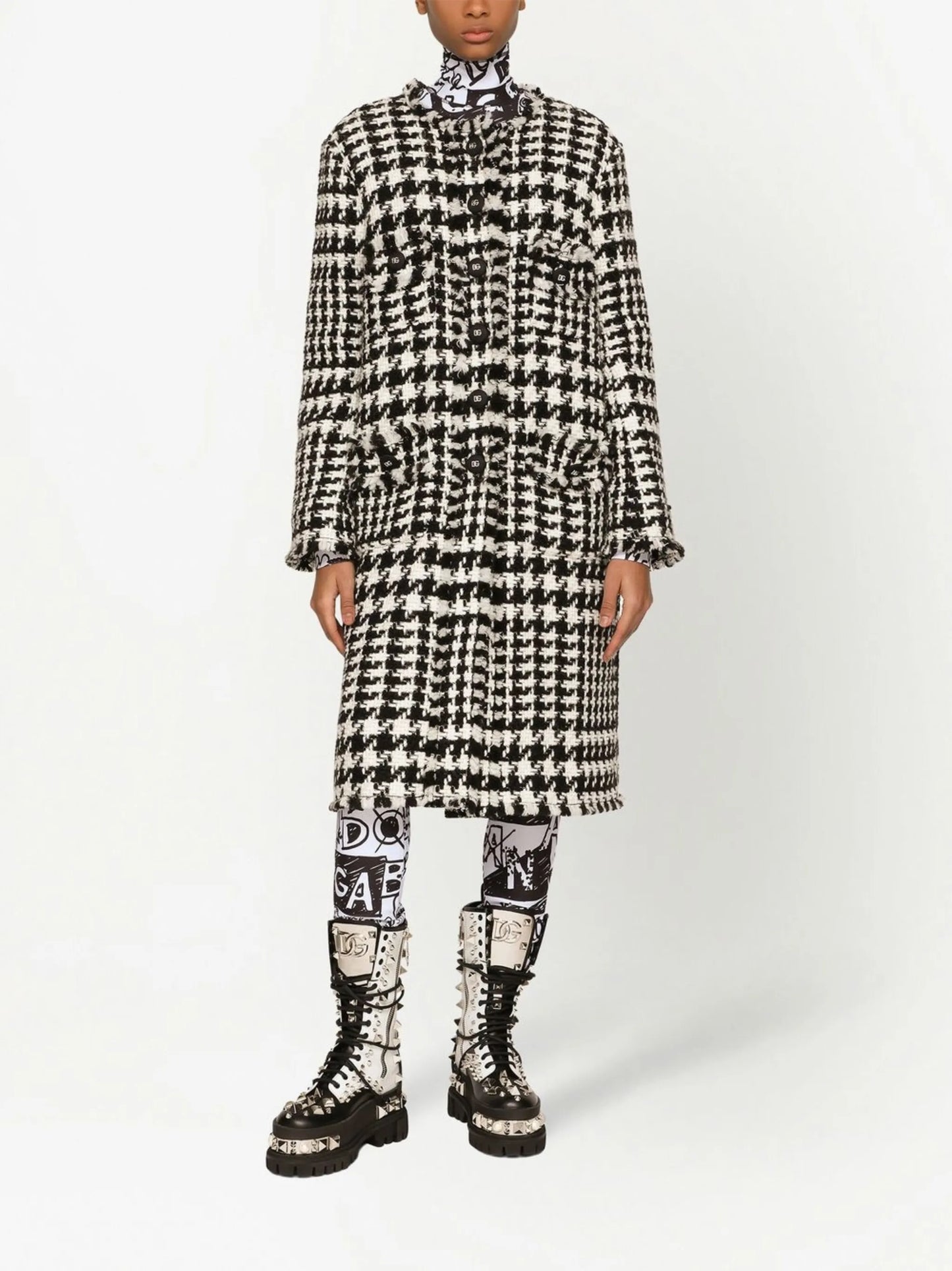 tweed single-breasted coat