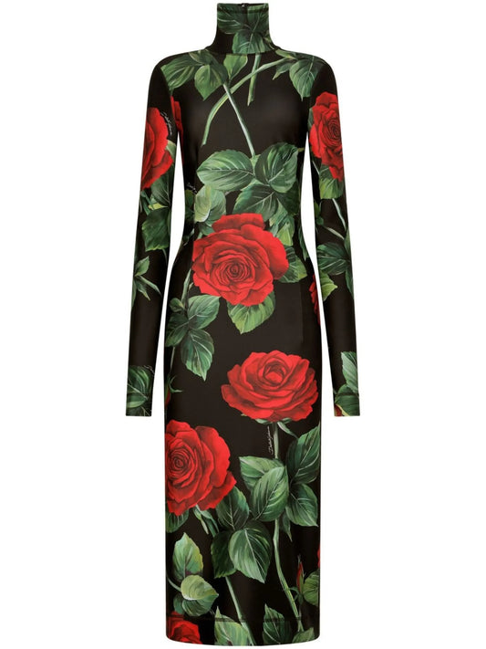 floral-print jersey dress