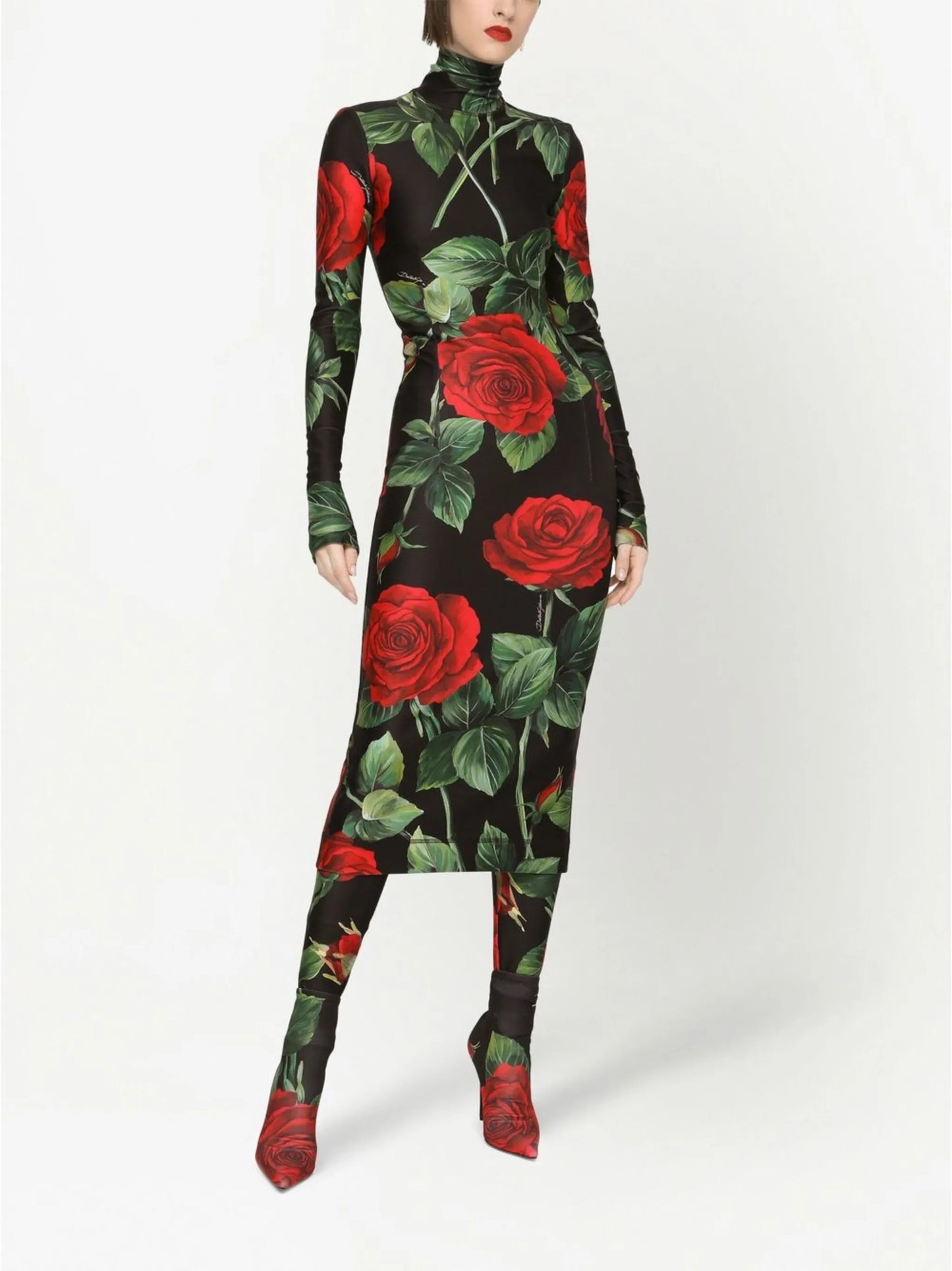 floral-print jersey dress