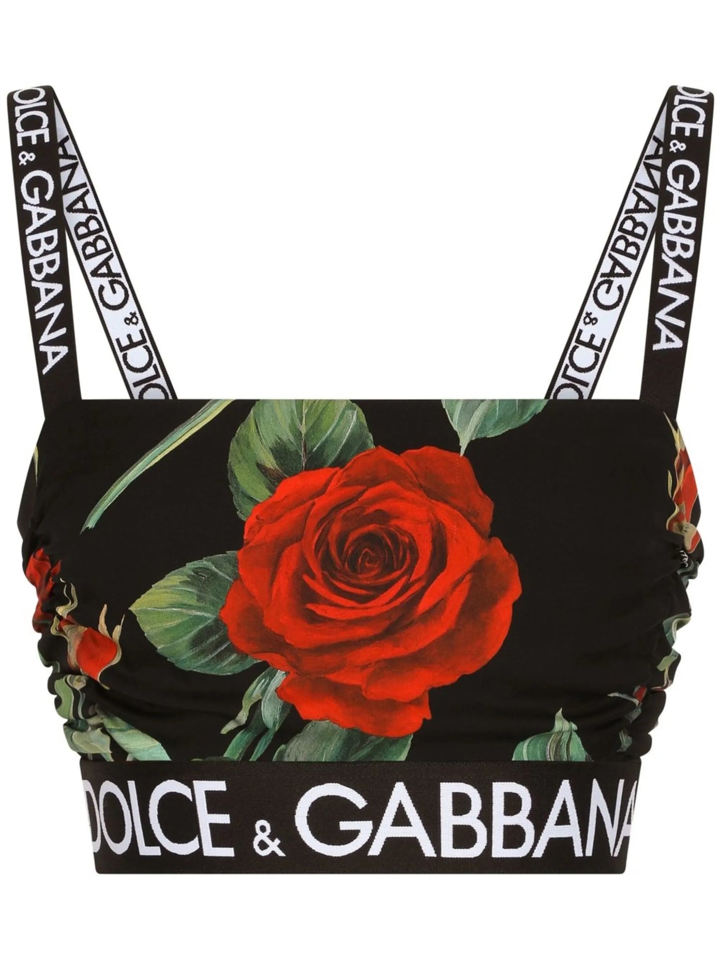 floral-print cropped top