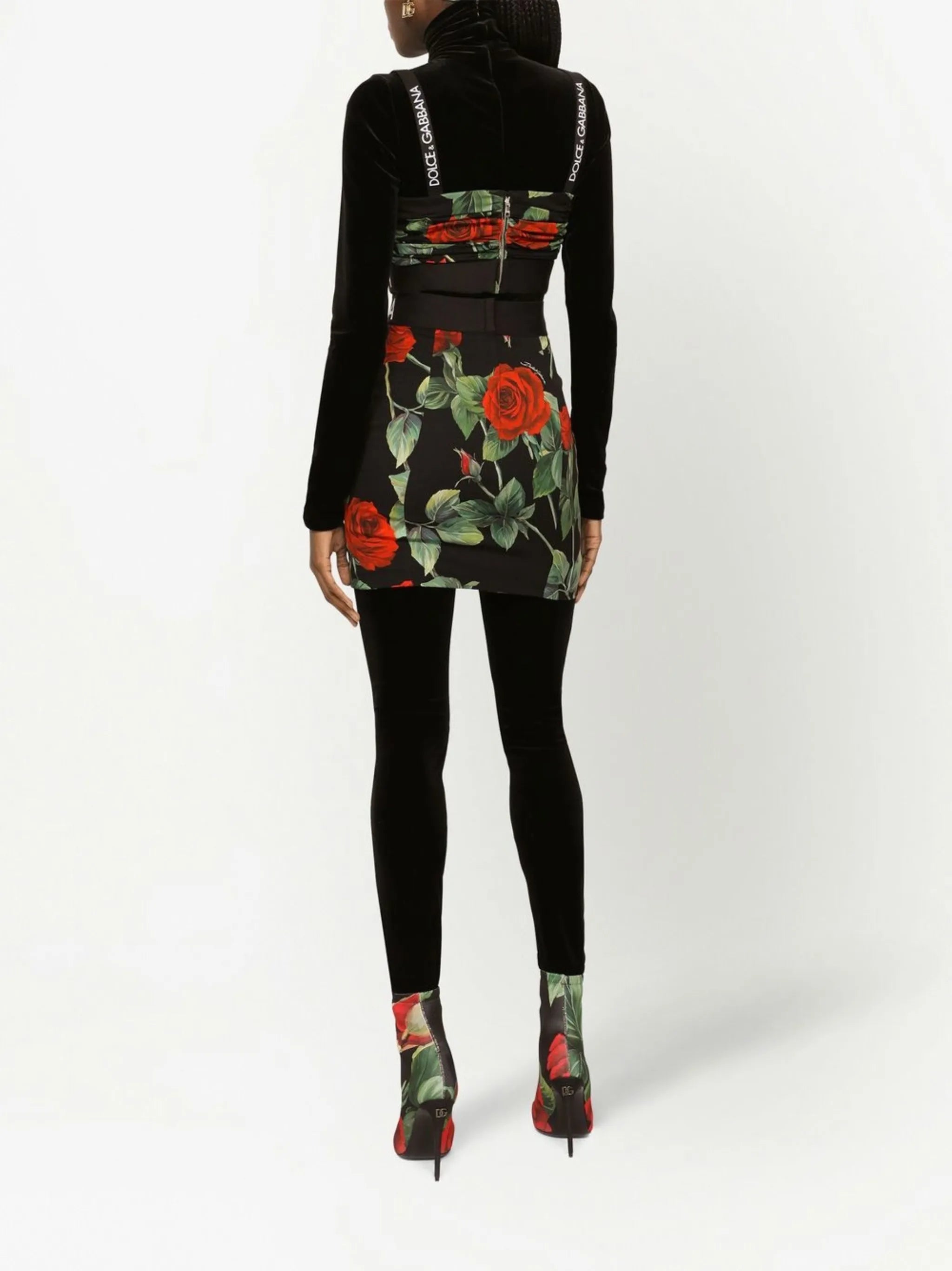 floral-print cropped top