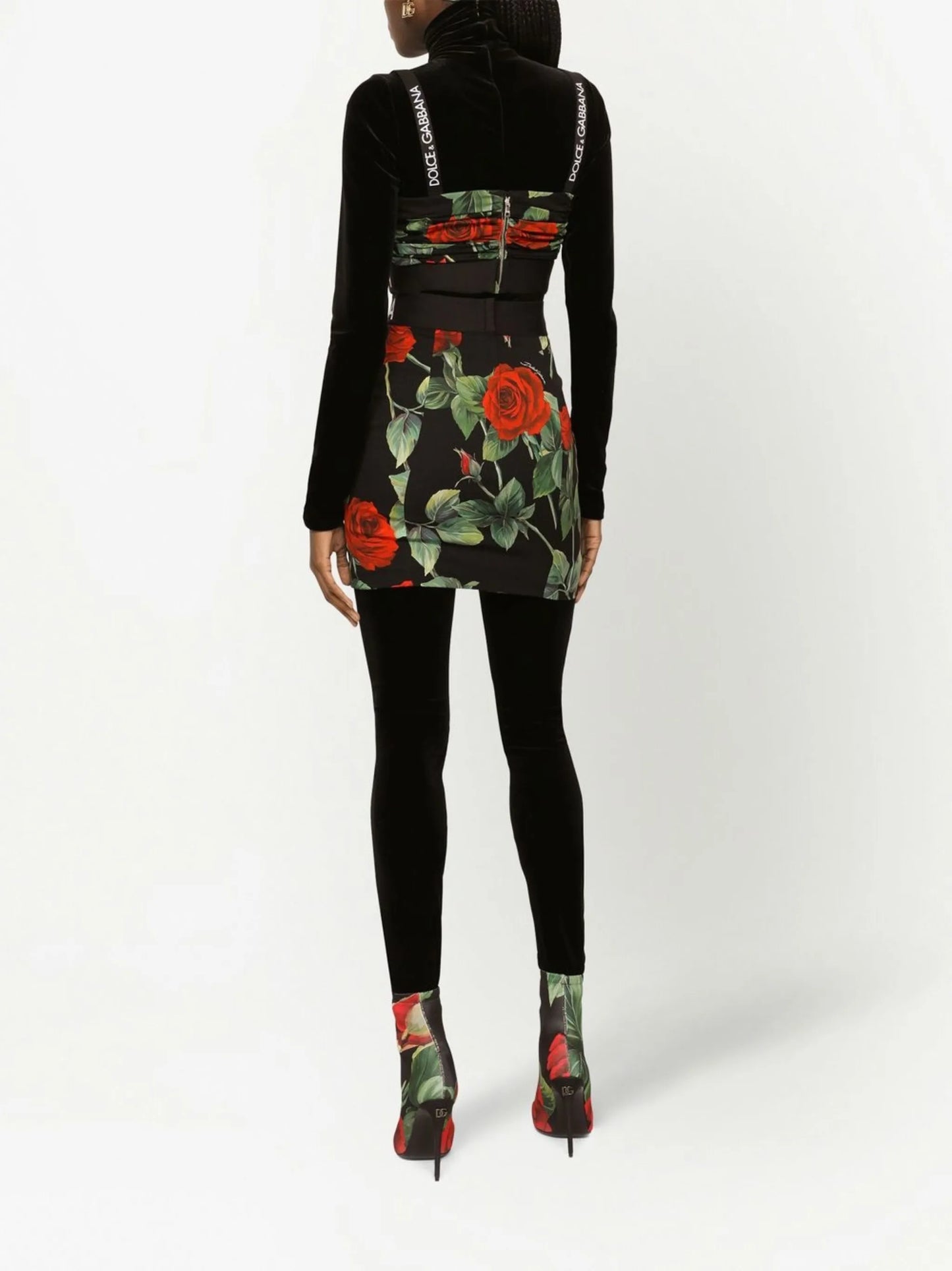 floral-print cropped top