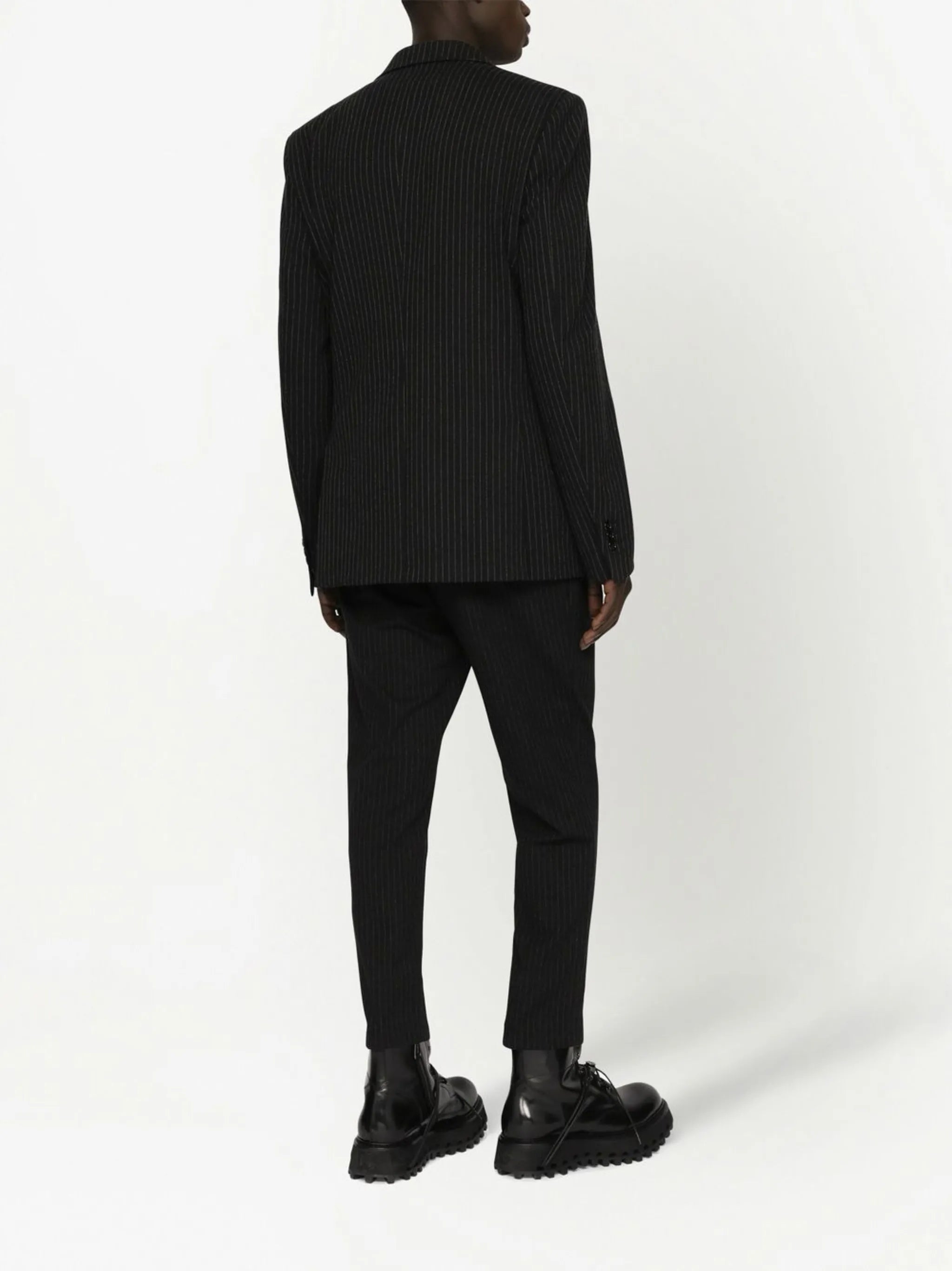 pinstriped single-breasted blazer