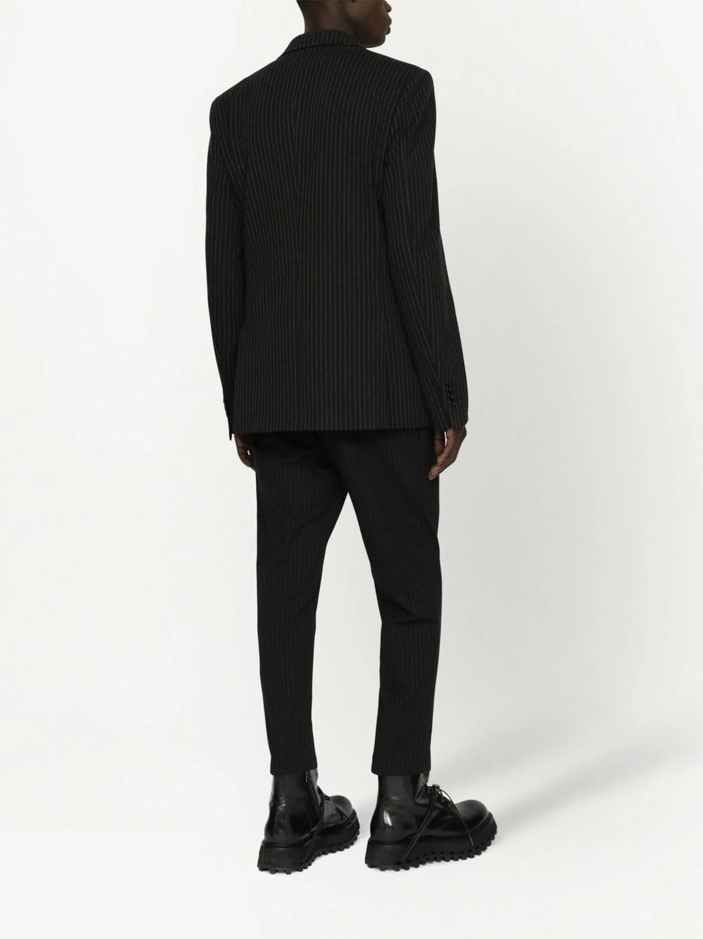 pinstriped single-breasted blazer