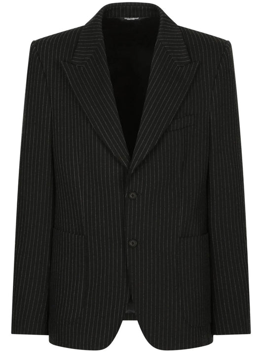 pinstriped single-breasted blazer