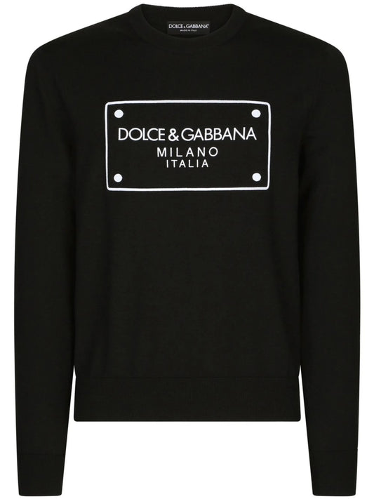 intarsia logo wool jumper