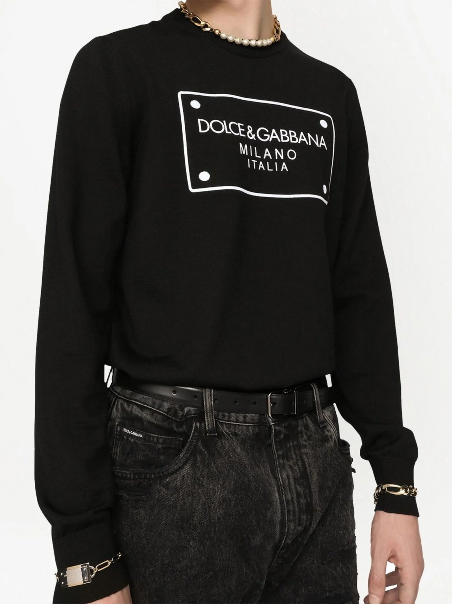 intarsia logo wool jumper