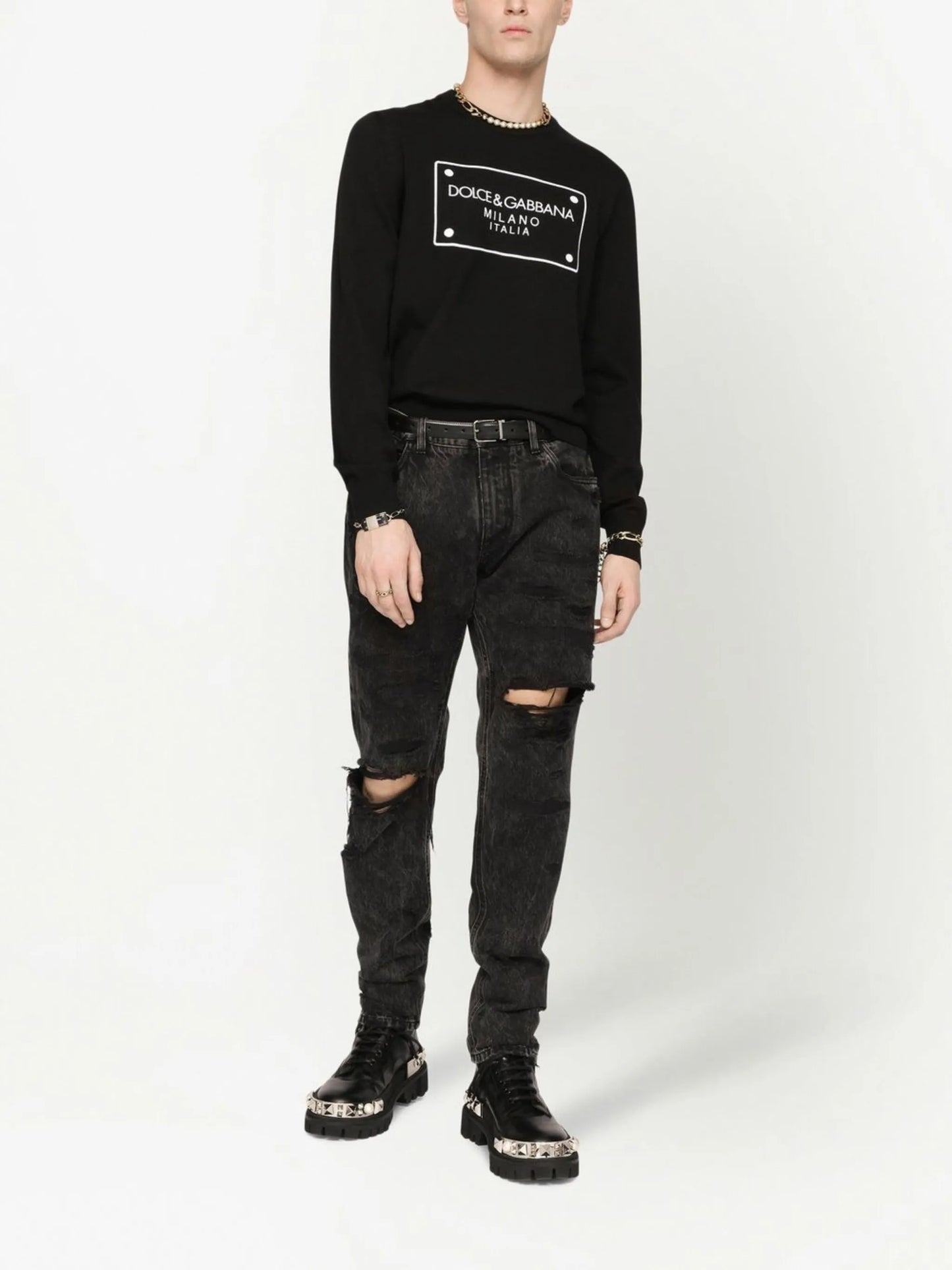 intarsia logo wool jumper