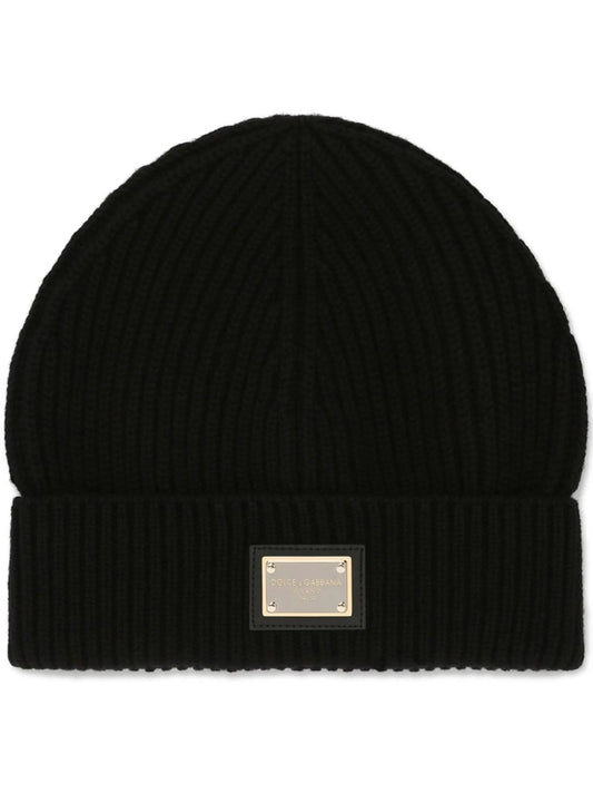 logo-tag cashmere beanie