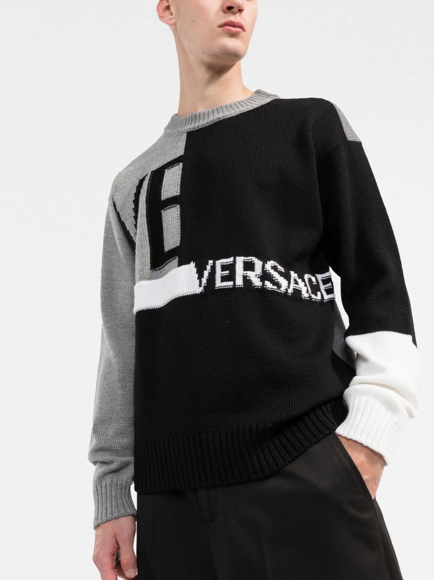 logo-knit wool jumper