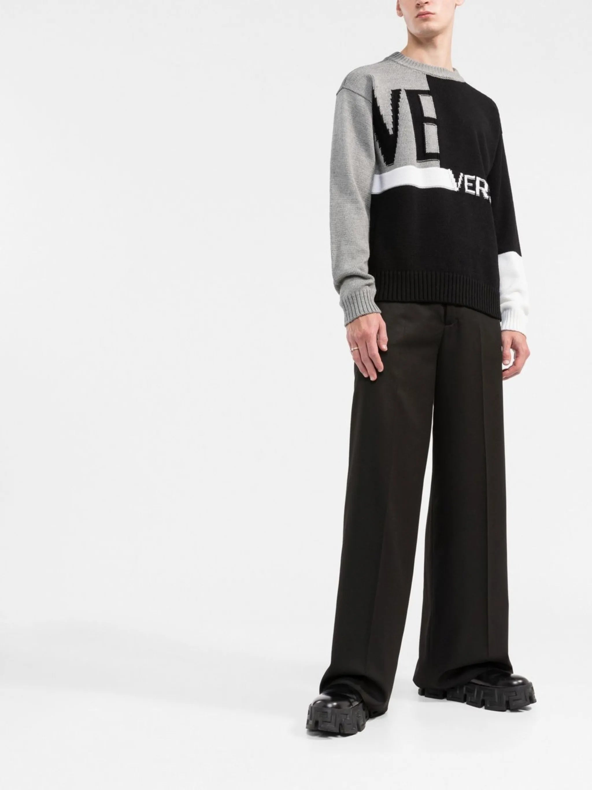 logo-knit wool jumper