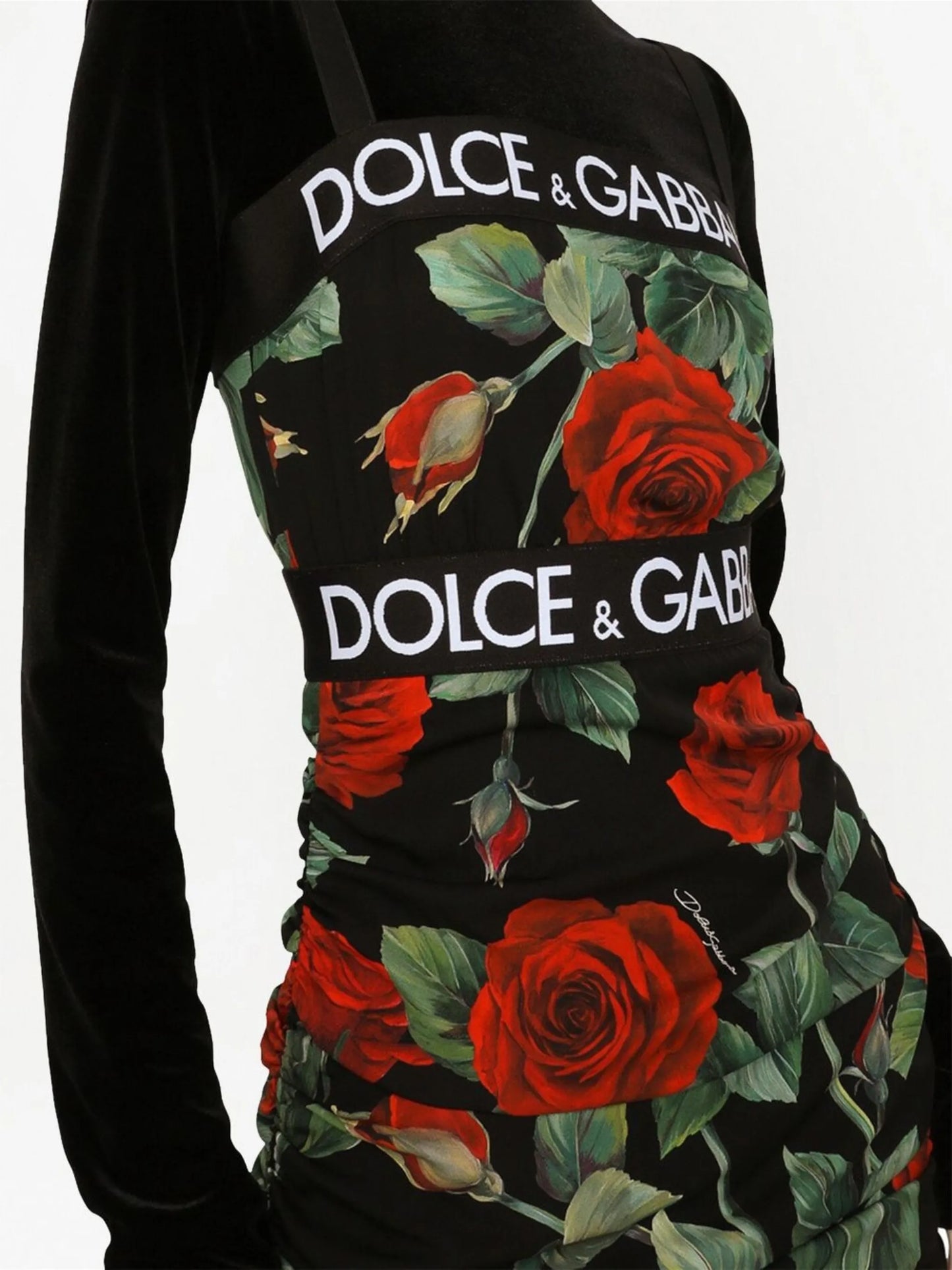 rose-print silk-blend dress