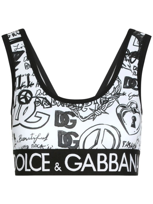 graffiti print crop top