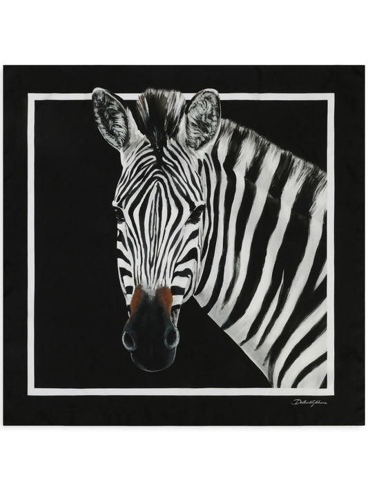 zebra-print twill scarf
