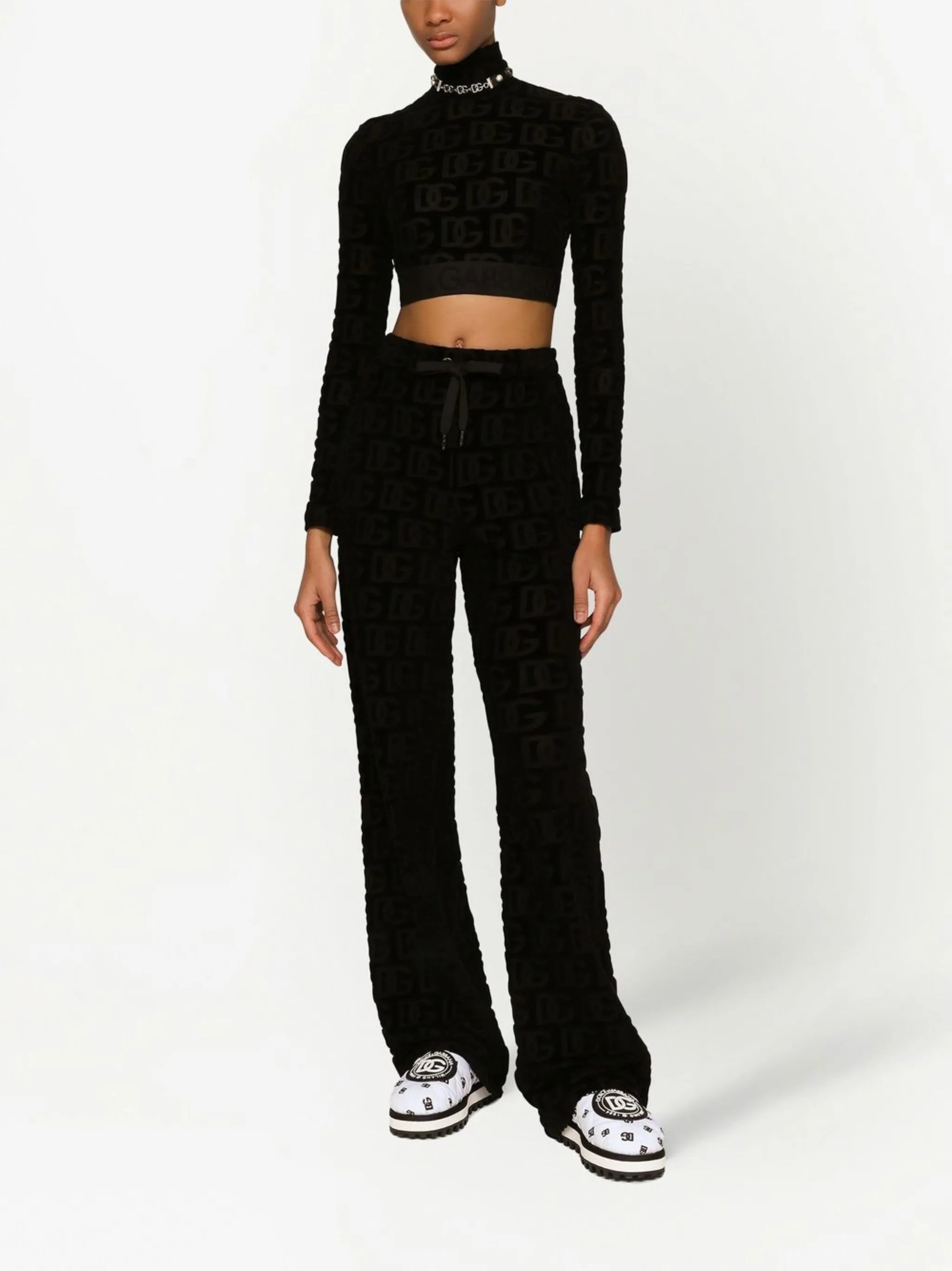 DG-logo jacquard flared trousers