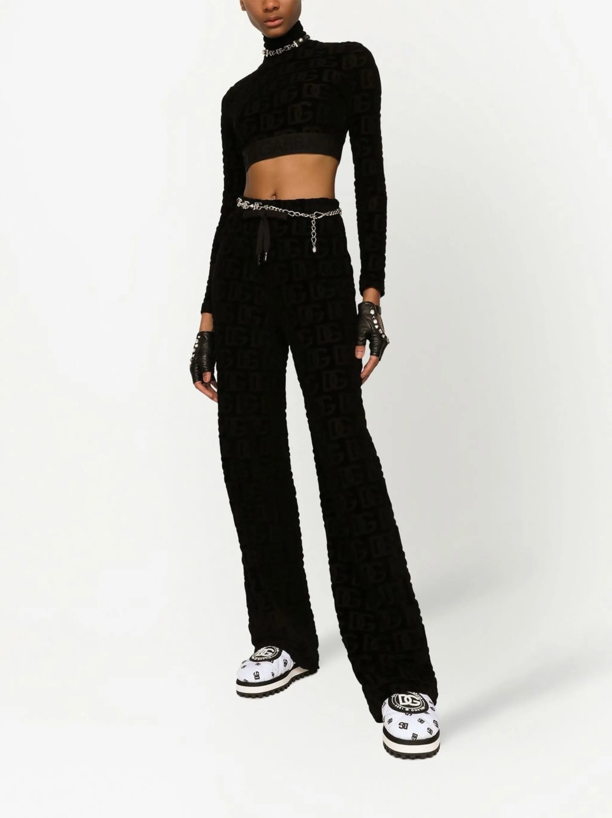 DG-logo jacquard flared trousers