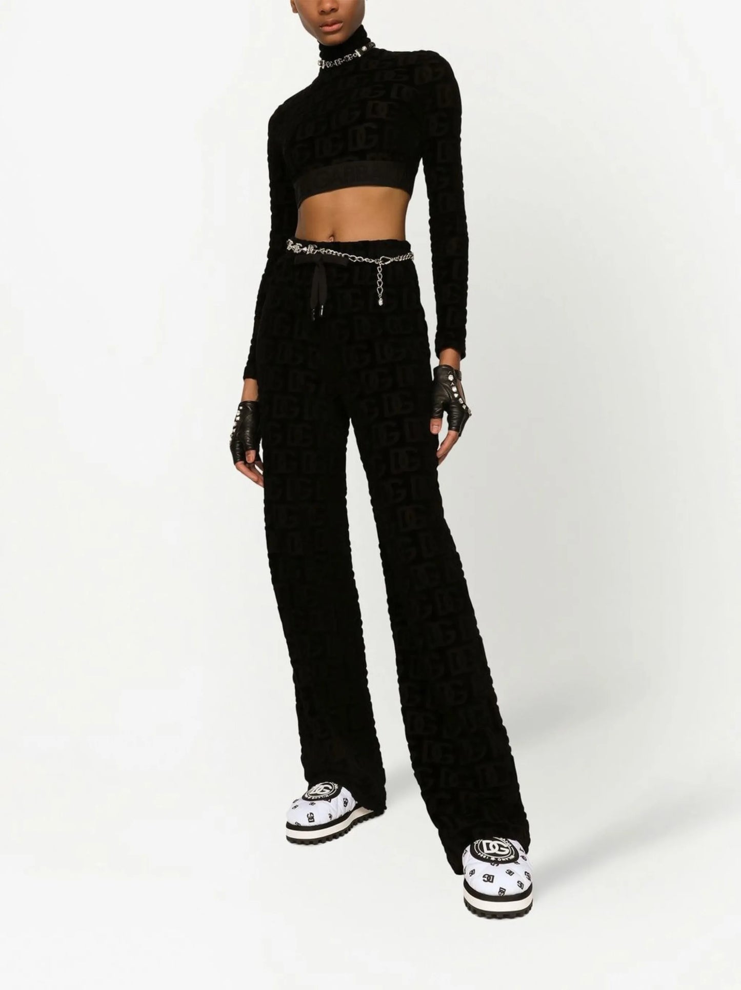 DG-logo jacquard flared trousers